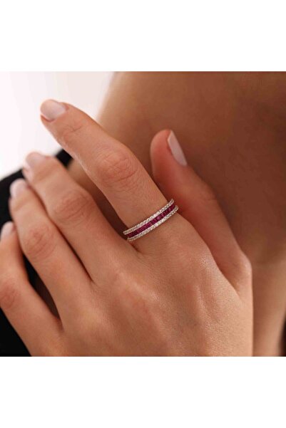 Sembol Gold Yarım Tur Altın Yüzük Ruby