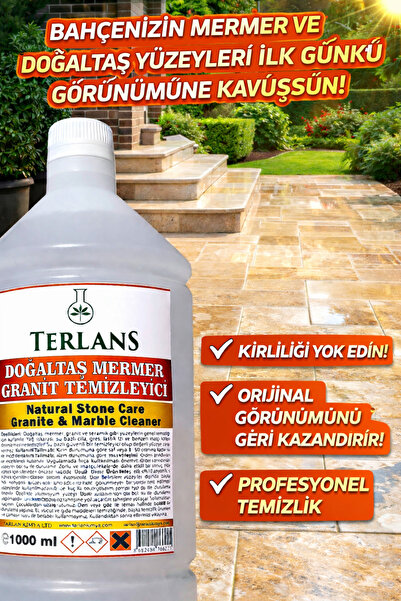 Terlans Doğaltaş Mermer Granit Temizleyici 1000 ml Dış Mekan Natural Stone Ca...