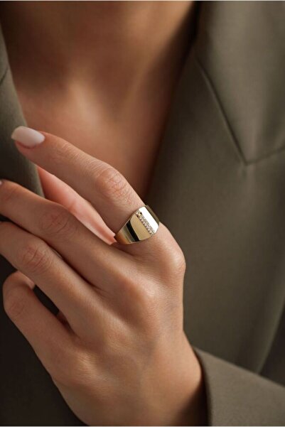 Sembol Gold Harf Yüzük 14 Ayar  -İ-