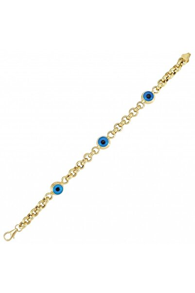 Sembol Gold Nazar Boncuklu Altın Bileklik 14 Ayar