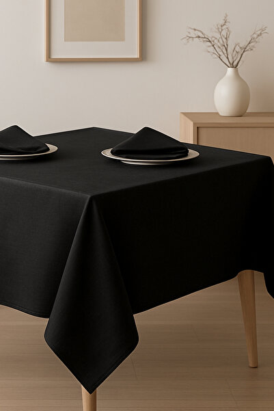 Bimotif مفرش طاولة أسود من الحرير العثماني 100x100 سم