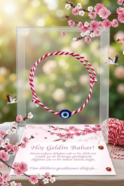 Miomundo Evil Eye Beaded Marteniçka Bracelet, Lucky Bracelet, Wishing Bracelet with 10 Cards