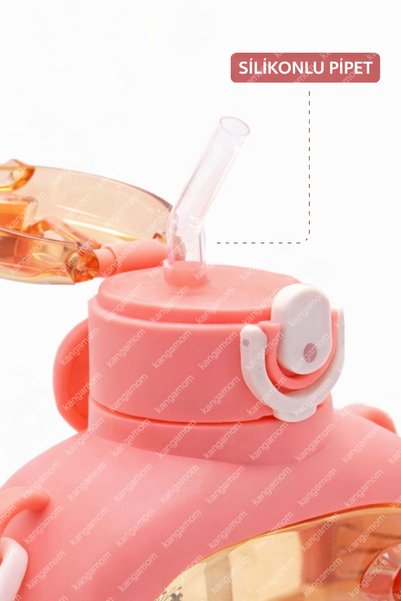 M&B WATER BOTTLE Sevimli Ayıcıklı Matara, Renkli Çocuk Suluk, Okul Için Boyun Askılı Suluk Bpa Içermez