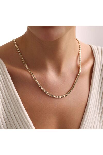Sembol Gold Unisex Palet Tasarım Altın Zincir 50 cm