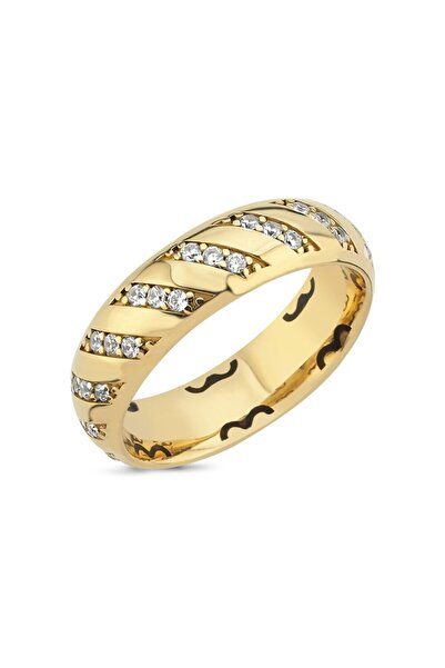 Sembol Gold Altın Alyans Çapraz Taşlı 5mm
