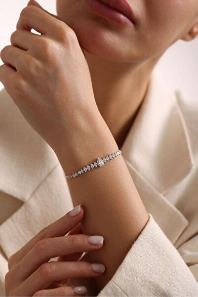 Sembol Gold Beyaz Altın Su Yolu Damla Prenses Bileklik