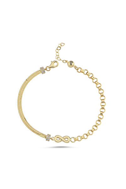 Sembol Gold Sonsuzluk Figürlü Altın Bileklik 17-20 cm