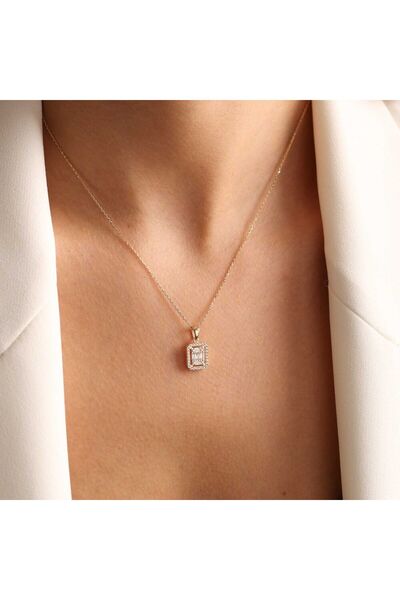 Sembol Gold Sarı Altın Baget Kolye Piece