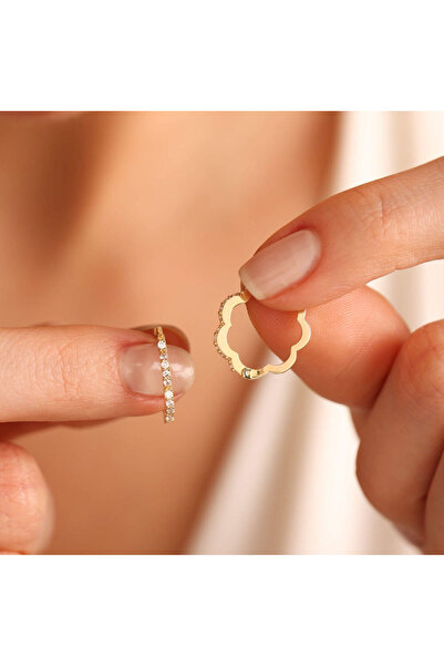 Sembol Gold Altın Halka Küpe Papatya Formlu 1.5 cm