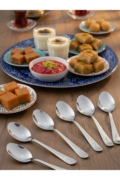 AiroBazar Dessert Spoon Set of 6 |   Stainless Steel for Modern Tables