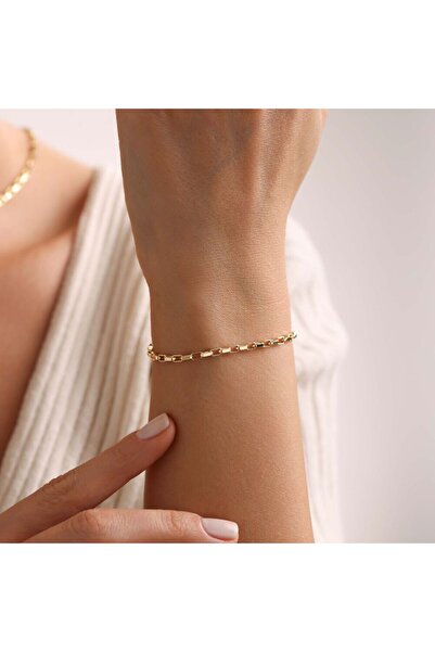 Sembol Gold Kare Forse Altın Bileklik 19 cm