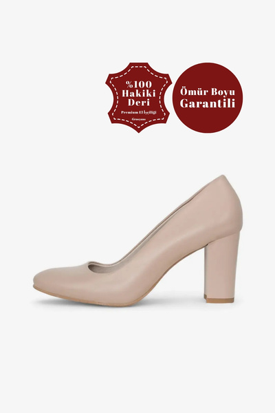 Grasyano حذاء كلاسيكي بكعب سميك من الجلد الطبيعي باللون الوردي الفاتح مريح من...