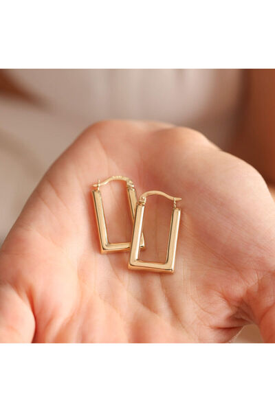 Sembol Gold Altın Halka Küpe Bomb Rectangle