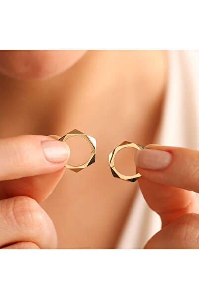 Sembol Gold Altın Halka Küpe 1.5 cm Piramid Form