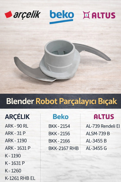 Arçelik Robolio K 1190 Blender Bowl - Chopper Blade Compatible