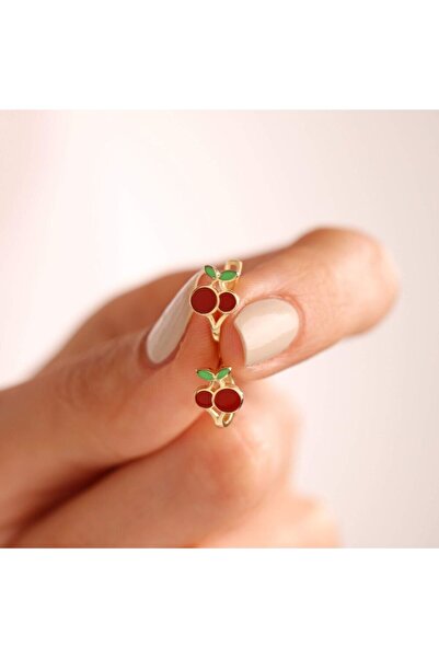 Sembol Gold Altın Çocuk Küpesi Kiraz Mineli