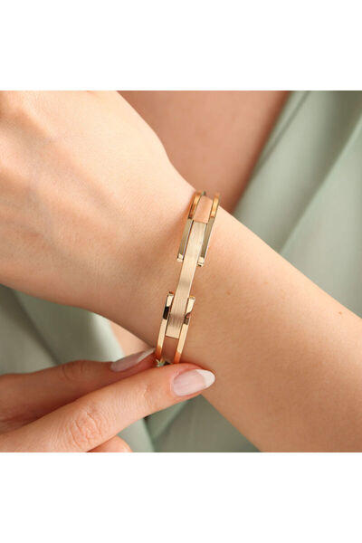 Sembol Gold Altın Kaburga Kelepçe Çift Kol Tek Sıra 10mm