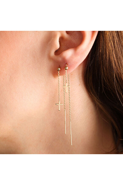 Sembol Gold Sallantılı Hac Altın Küpe 14K