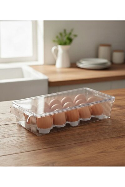 Store HGY HOME 16 Bölmeli Kapaklı Şeffaf Yumurta Saklama Kabı - Buzdolabı İçi...
