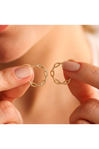 Sembol Gold Altın Halka Küpe 1.5 cm Gurmet Form