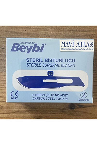 Beybi BİSTÜRİ UCU NO:22 (100 ADET) PASLANMAZ KARBON ÇELİK (NEŞTER UCU)(STERİL)