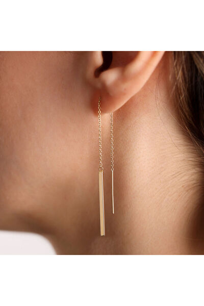 Sembol Gold Küp Formlu Altın Küpe 14 Ayar