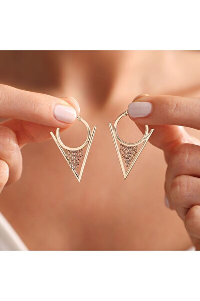 Sembol Gold Altın Üçgen Küpe Dorikalı İtaly