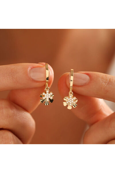 Sembol Gold Altın Kartanesi Küpe İkili