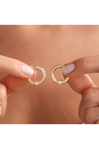 Sembol Gold Altın Halka Küpe Özel Tasarım 1.7 Cm
