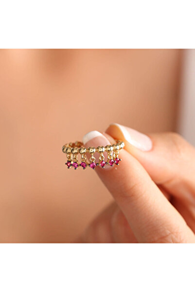 Sembol Gold 14 Ayar Özel Tasarım Altın Sarkaç Yüzük Ruby