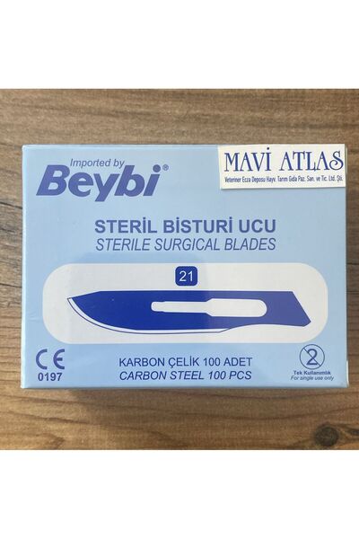 Beybi BİSTÜRİ UCU NO:21 (100 ADET) PASLANMAZ KARBON ÇELİK (NEŞTER UCU)(STERİL)