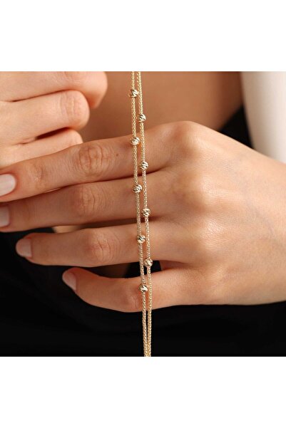 Sembol Gold Altın Dorika Bileklik İki Sıra Chain