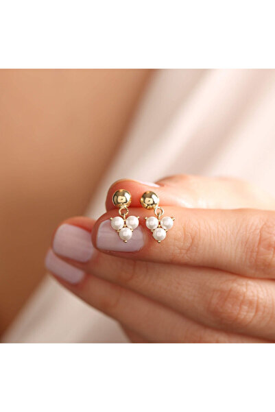 Sembol Gold 14 Ayar Altın İnci Küpe Salkım