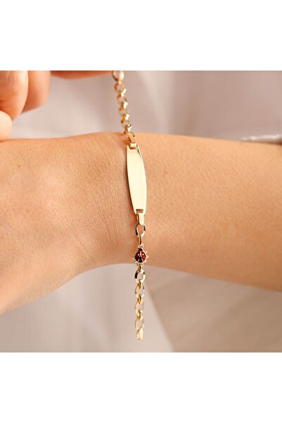 Sembol Gold Altın Çocuk Bileklik Uğur Böcek Form Benekli