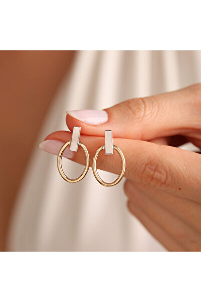 Sembol Gold 14 Ayar Altın Halka Küpe İtaly Çivi Form