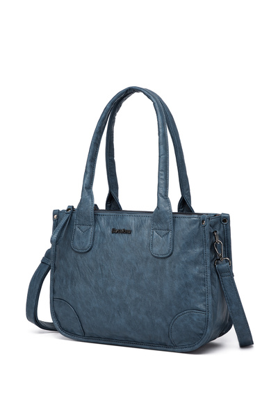 Solo Bag Navy Blue Washed Leather Multi-Compartment Stylish Soft Leather Shou...