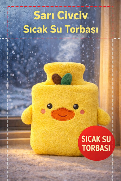 TOYFEST Sarı Civciv Sıcak Su Torbası Yumuşak Peluş Sevgililer Günü Hediyelik