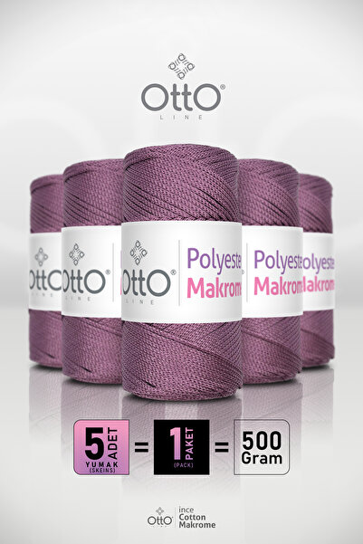 Otto Macrame din poliester - Prune deschisă - Pachet de 5 bucăți - 2mm/100gr/...