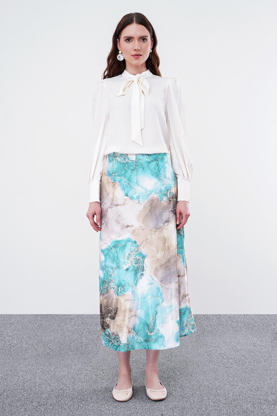 Zühre Desenli Uzun Aqua Etek 0158