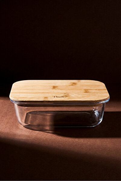 Perotti Locky Bamboo 1050 ml Dikdörtgen Cam Saklama Kabı