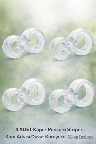 EcoVibe 4 ADET Kapı - Pencere Stoperi, Kapı Arkası Duvar Koruyucu, Silikon Du...