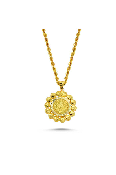 Sembol Gold Altın Tuğralı Kolye Papatya Tasarım