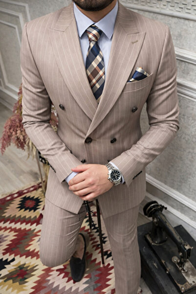 ENRICO MASAROTTI Striped Double-breasted Suit