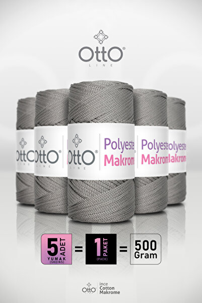 Otto Macrame din poliester - Gri mediu - Pachet de 5 bucăți - 2mm/100gr/100m ...