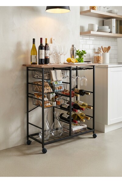 Uyan Ev Ürünleri UYAN EV ÜRÜNLERİ Bar Bango Masa Tekerlekli Sebzelik Metal Ka...