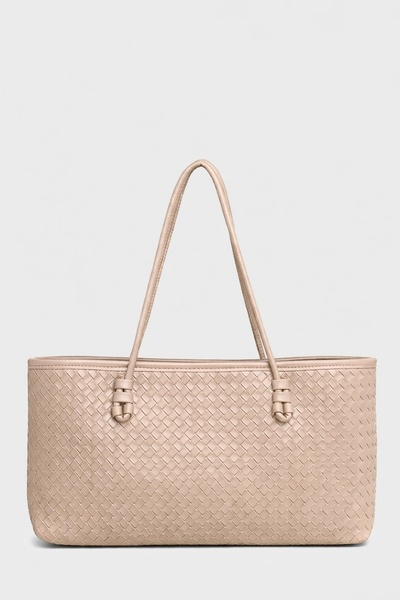 Madamra Mink Women's Knitted Patterned Pu Leather Hand and Shoulder Bag – Ele...