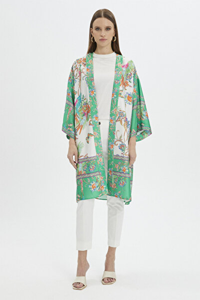 Zühre Desenli Kimono Yeşil 0065
