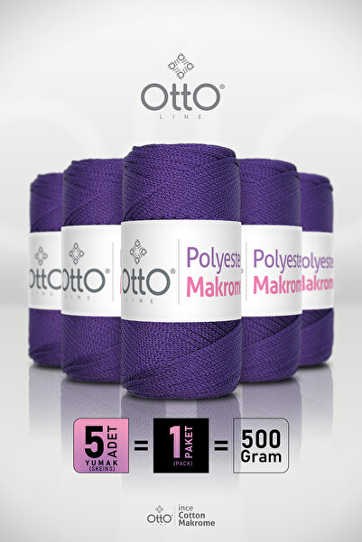 Otto Macrame din poliester - Mov - Pachet de 5 bucăți - 2mm/100gr/100m - Șnur...