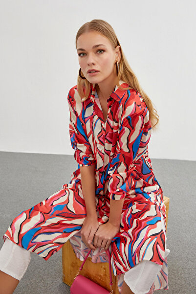 Zühre Shirt with Collar and Front Buttons, Red 0200