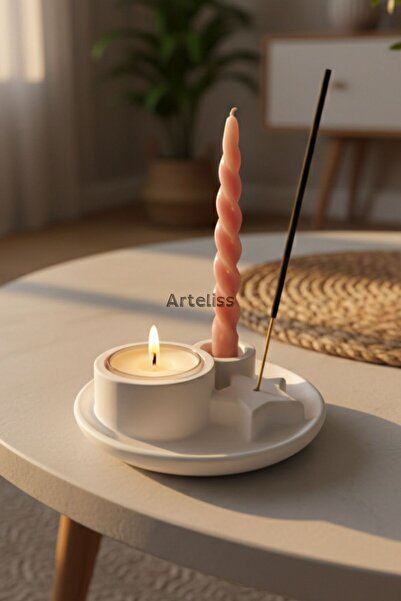 Arteliss Dekoratif Tütsülük Şamdan ve Mum Standı | Çok Fonksiyonlu İskandinav...